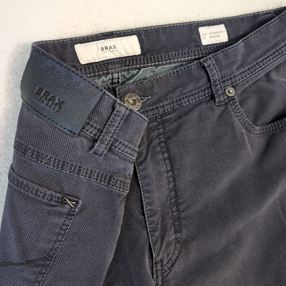 BRAX Pants Mens 36x34 Blue Cooper Fancy Regular Fit Chinos Flex Stretch Straight - Picture 1 of 11